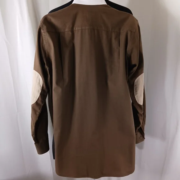 PAUL FREDRICK Cotton & Cashmere "Flannel" Button Down Shirt Elbow Patches EUC - Picture 7 of 9